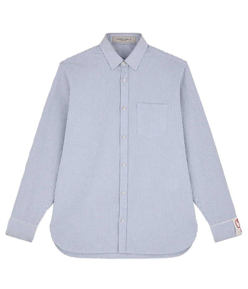 GOLDEN M'S SHIRT REGULAR STRIPED COTTON OXFORD WHITE - INFINITY