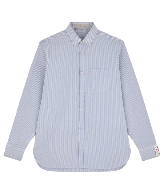 GOLDEN M'S SHIRT REGULAR STRIPED COTTON OXFORD WHITE - INFINITY