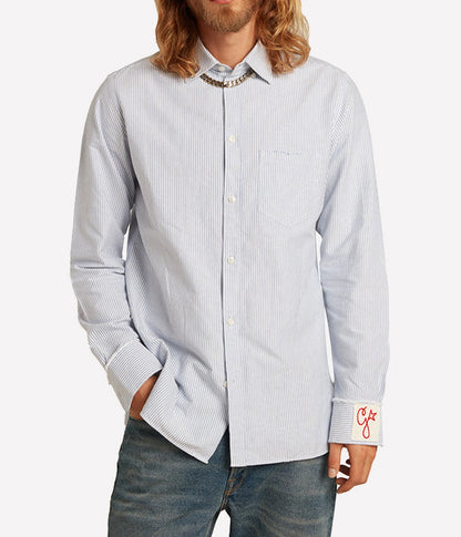 GOLDEN M'S SHIRT REGULAR STRIPED COTTON OXFORD WHITE - INFINITY