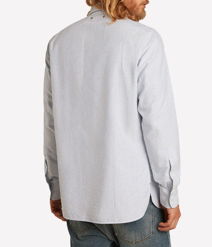 GOLDEN M'S SHIRT REGULAR STRIPED COTTON OXFORD WHITE - INFINITY