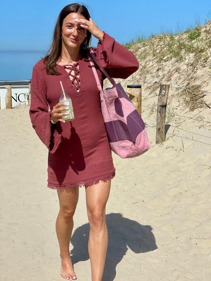 MALI SHORT DRESS WASHED MESH CACAO