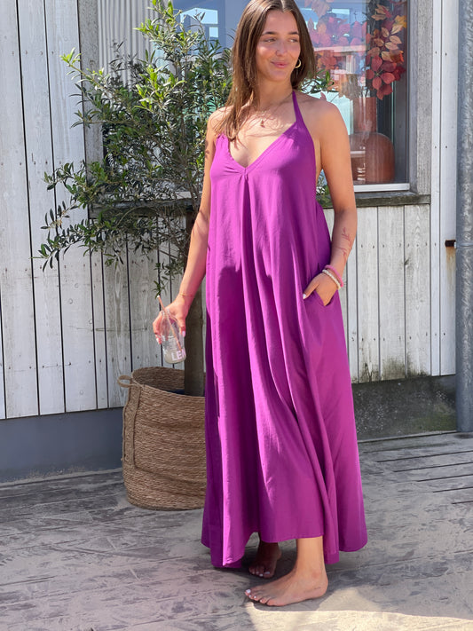 ZAHARA DRESS LONG UNI BEETROOT