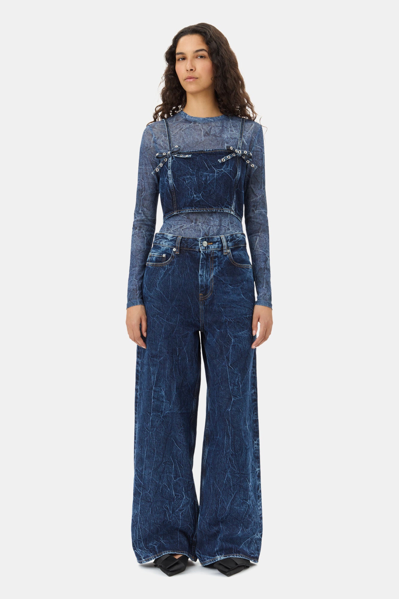 CRINKLED FUTURE DENIM MARRI MID BLUE STONE