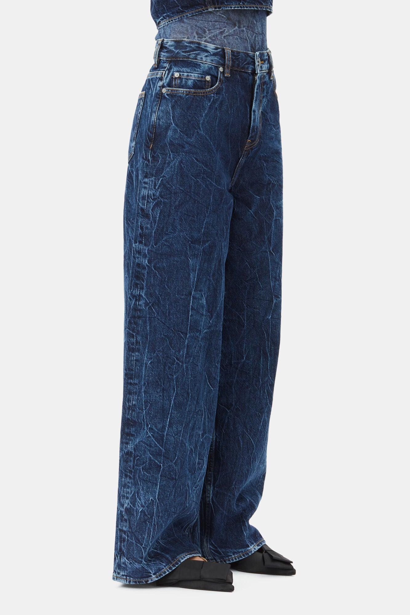 CRINKLED FUTURE DENIM MARRI MID BLUE STONE