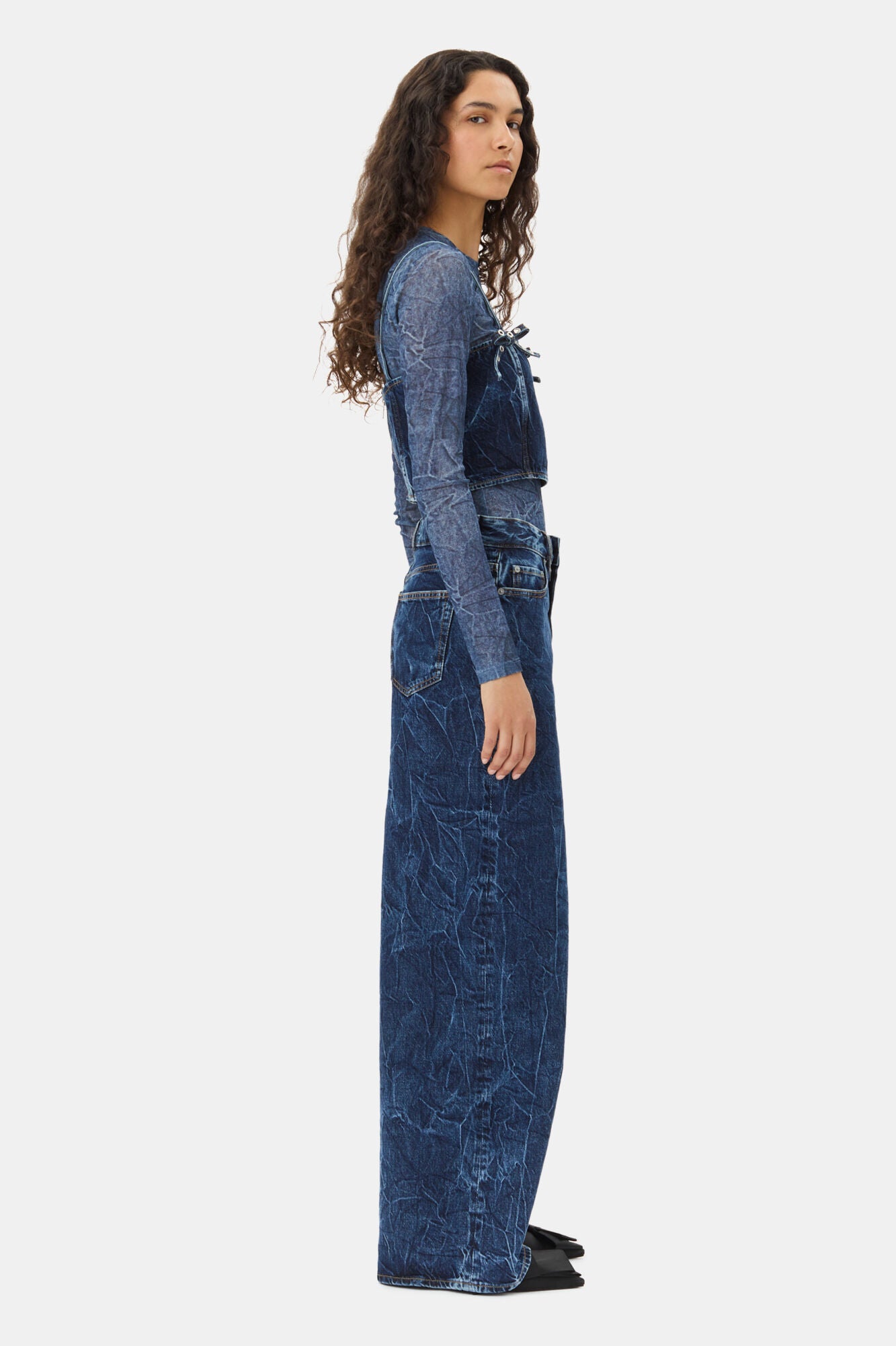 CRINKLED FUTURE DENIM MARRI MID BLUE STONE