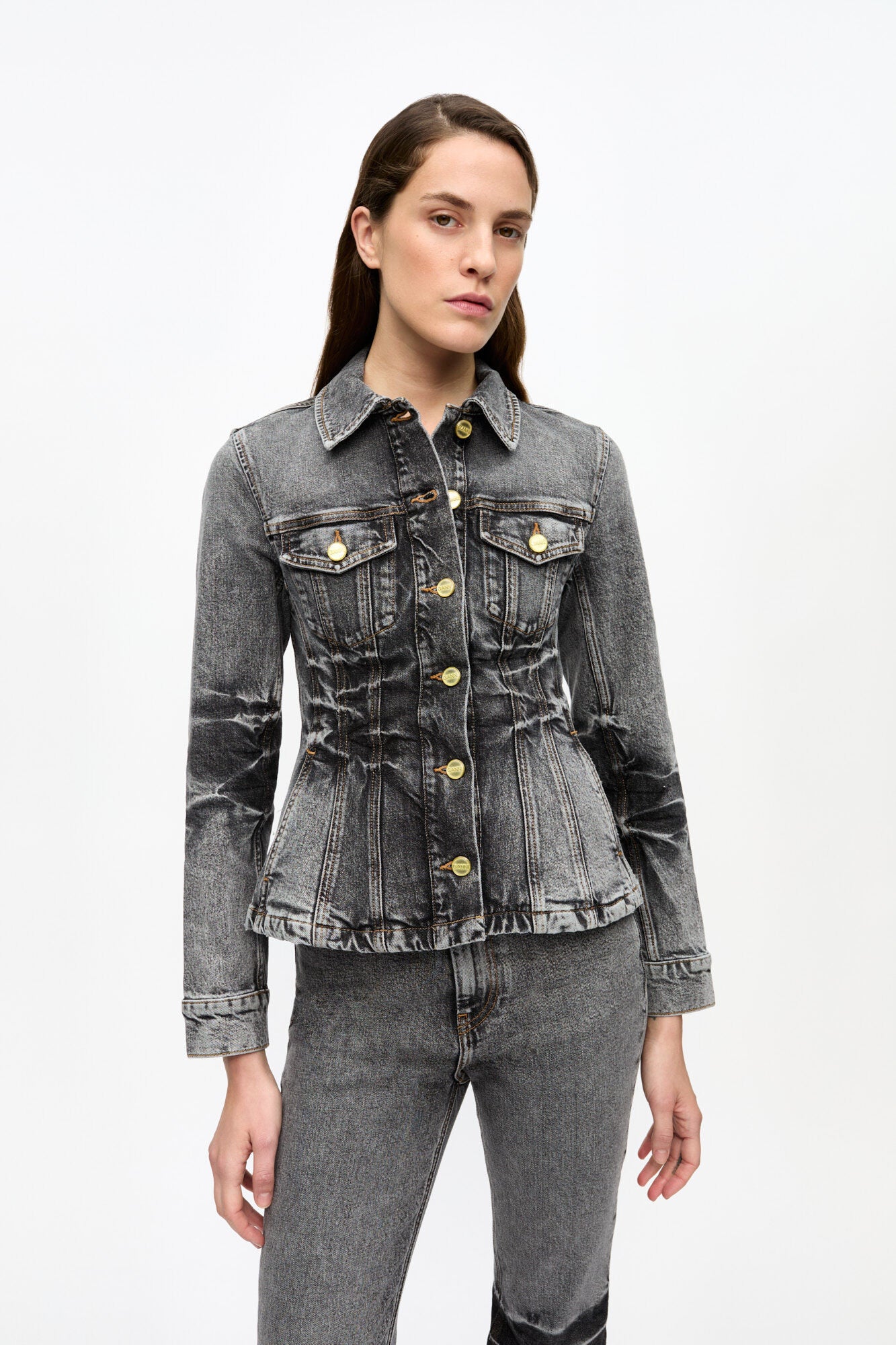 STRETCH FUTURE DENIM FITTED BLAZER BLACK WASHED