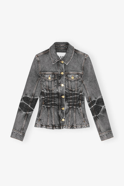 STRETCH FUTURE DENIM FITTED BLAZER BLACK WASHED