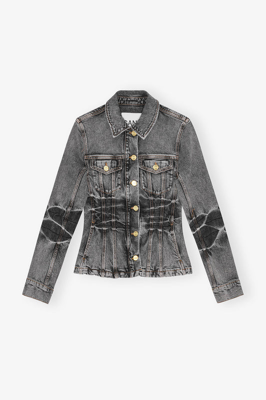 STRETCH FUTURE DENIM FITTED BLAZER BLACK WASHED