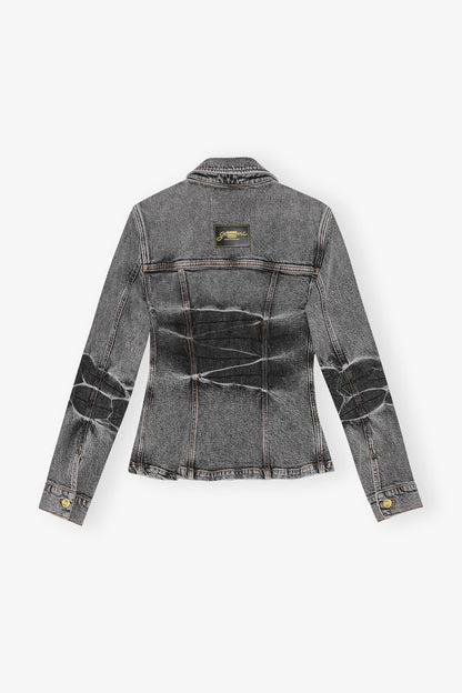 STRETCH FUTURE DENIM FITTED BLAZER BLACK WASHED