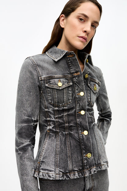STRETCH FUTURE DENIM FITTED BLAZER BLACK WASHED