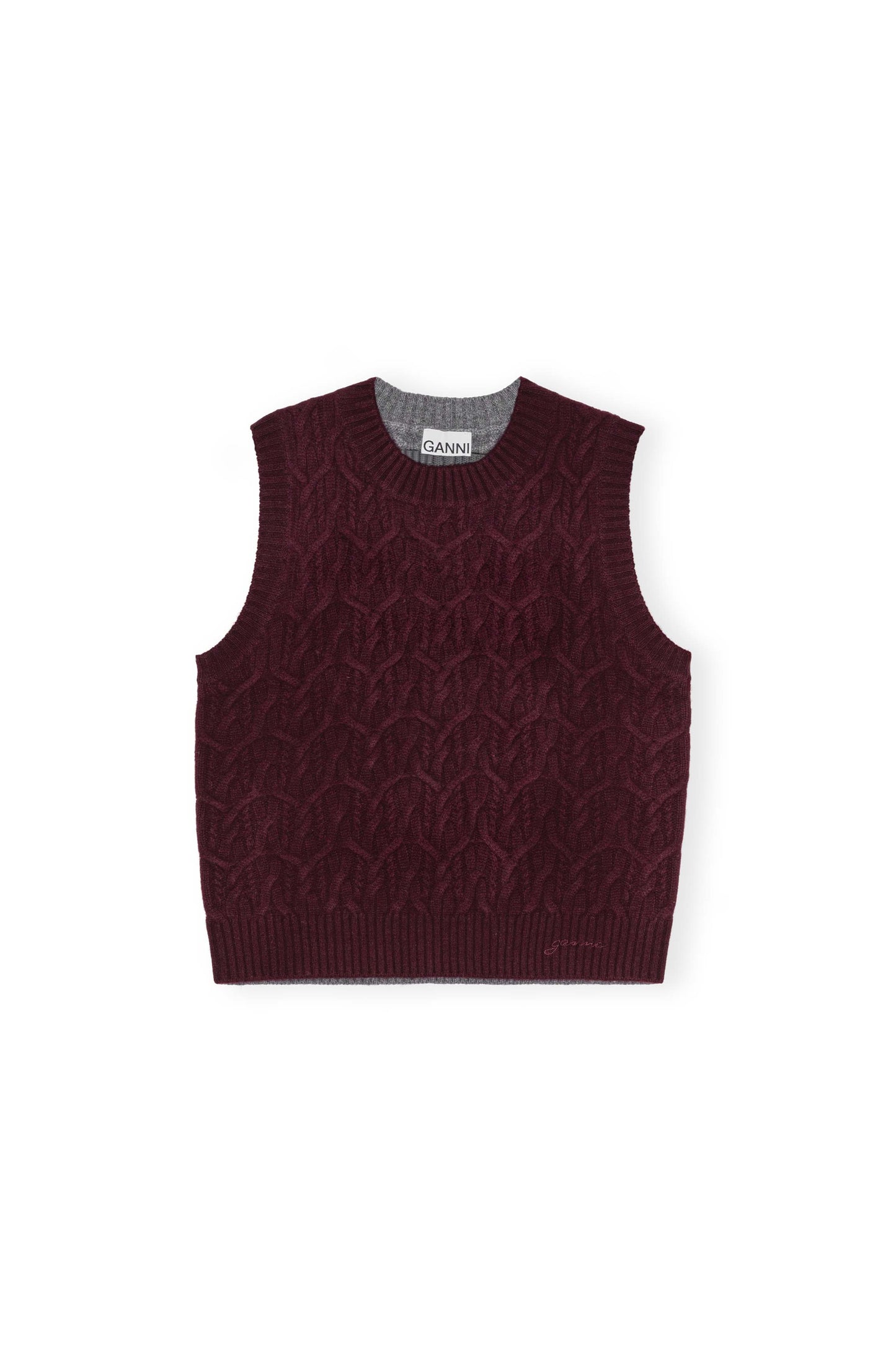 WOOL CASHMERE CABLE VEST PORT ROYALE