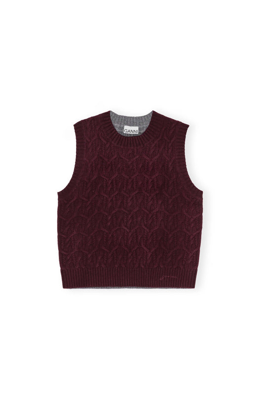 WOOL CASHMERE CABLE VEST PORT ROYALE