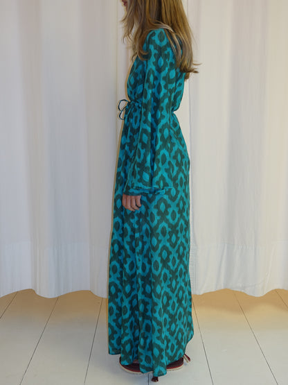 MILA KAFTAN GREEN TURQUOISE IKAT