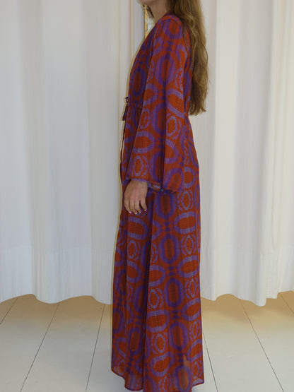 MILA KAFTAN ORANGE PURPLE EMBROIDERY