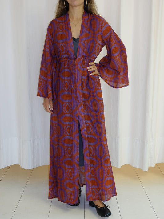 MILA KAFTAN ORANGE PURPLE EMBROIDERY