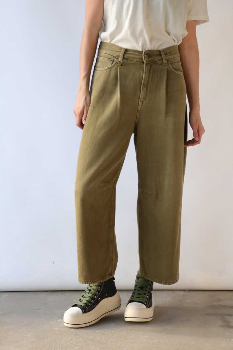 CROP WIDELEG JEAN KOZE OLIVE