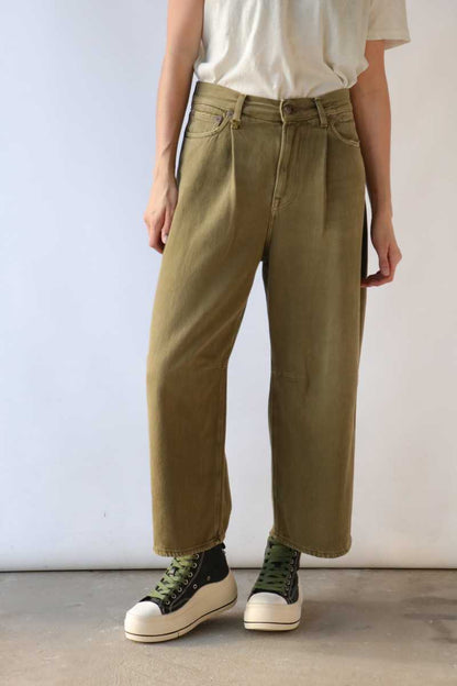 CROP WIDELEG JEAN KOZE OLIVE