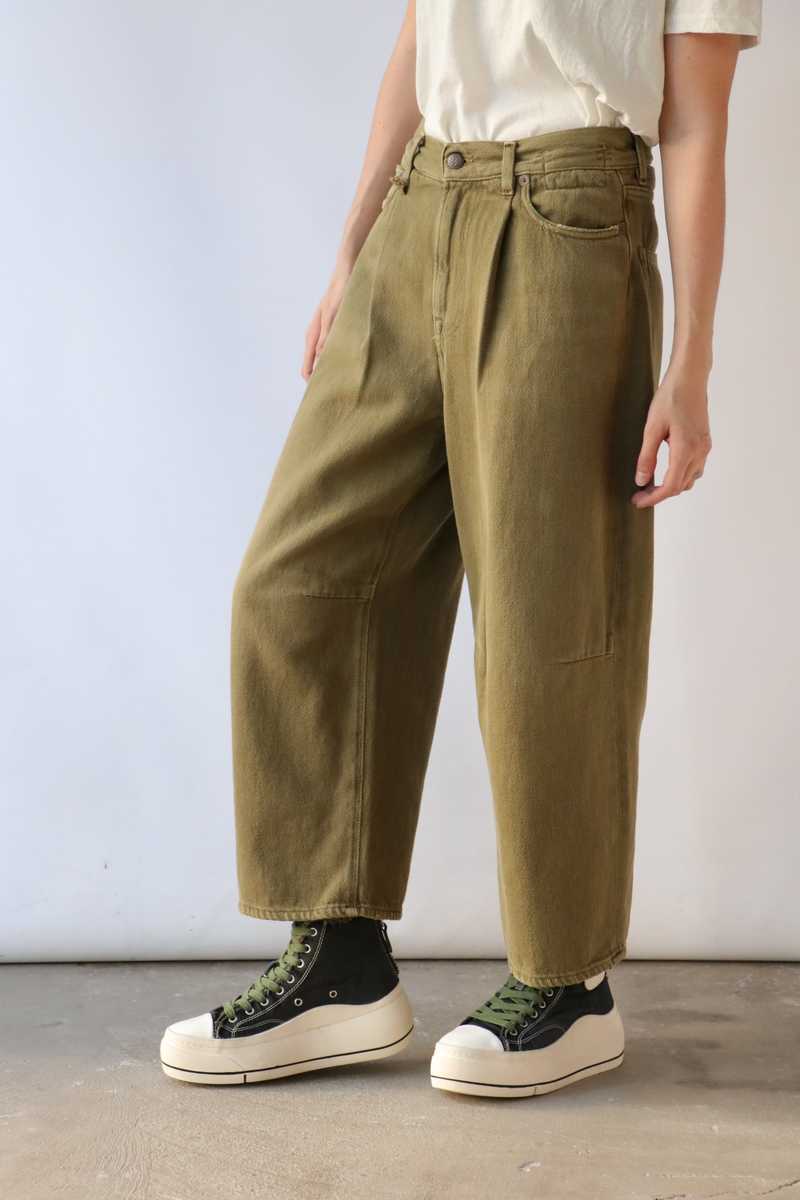 CROP WIDELEG JEAN KOZE OLIVE
