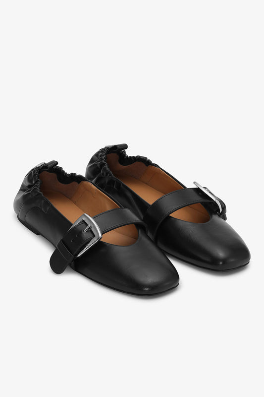 BUTTERFLY STRAP BALLERINA CRINKLE OLEATEX BLACK