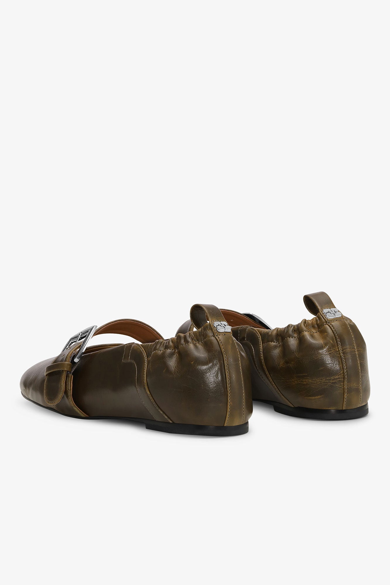 BUTTERFLY STRAP BALLERINA CRINKLE OLEATEX DARK OLIVE