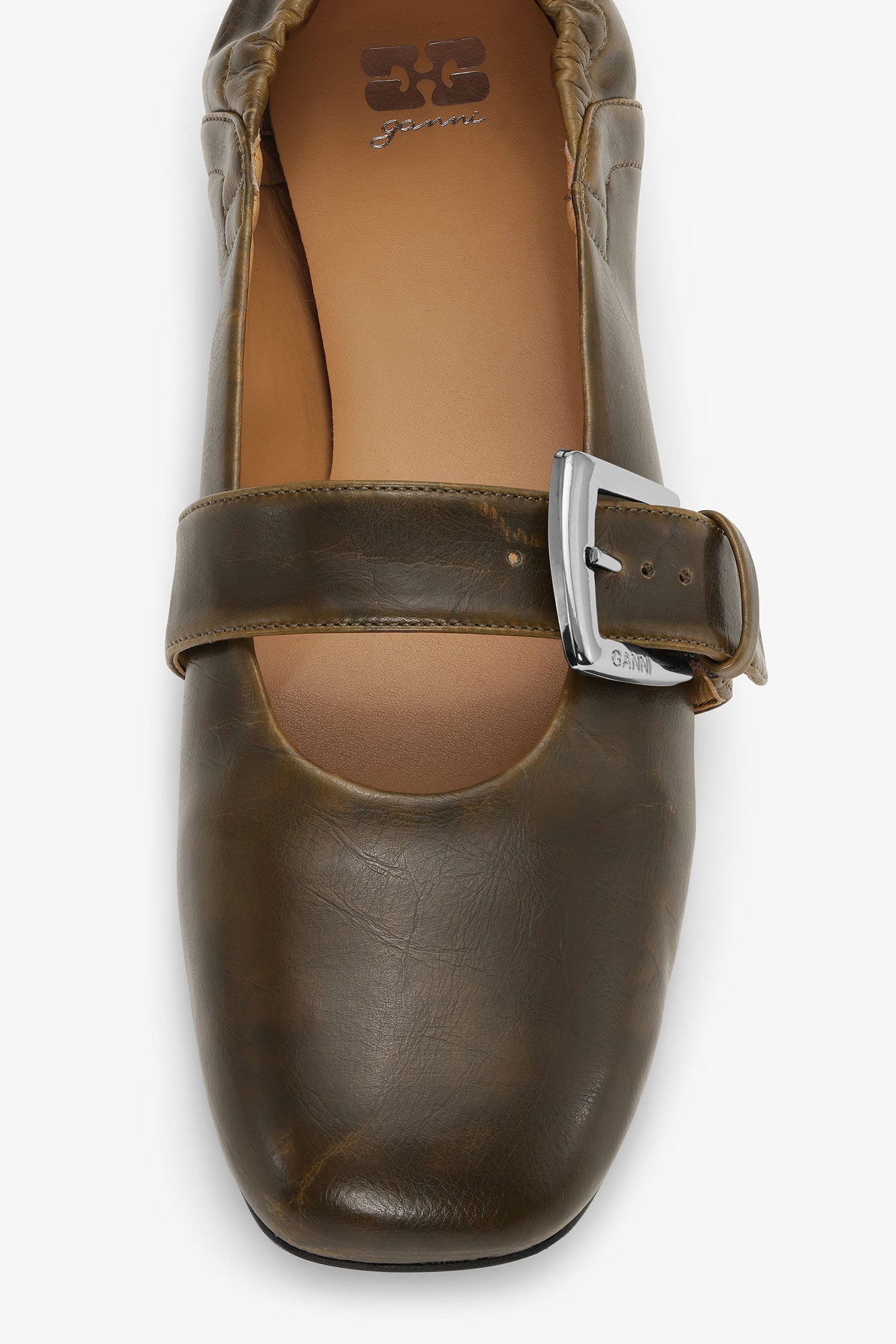 BUTTERFLY STRAP BALLERINA CRINKLE OLEATEX DARK OLIVE