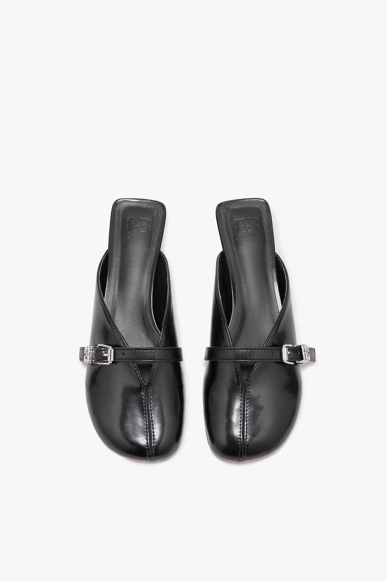 SUE KITTEN HEEL MULE BOX OLEATEX ZWART