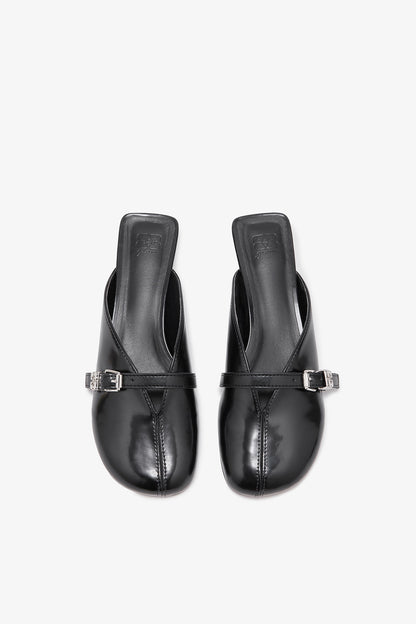 SUE KITTEN HEEL MULE BOX OLEATEX ZWART