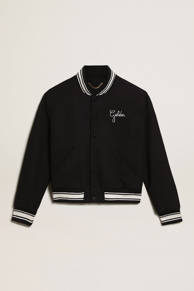 GOLDEN W'S BOMBER COMPACT CLOTH WOOL BLEND DARK BLUE