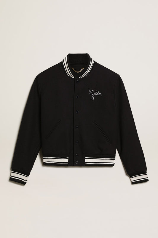 GOLDEN W'S BOMBER COMPACT CLOTH WOOL BLEND DARK BLUE