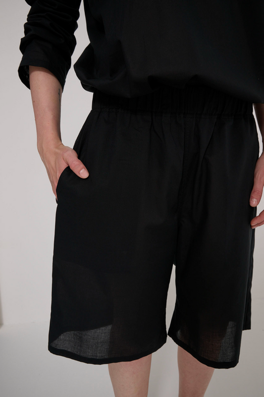 PANTS FLEXY BLACK VOILE COTTON