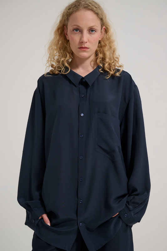 NO5 DROPNECK NAVY SILK