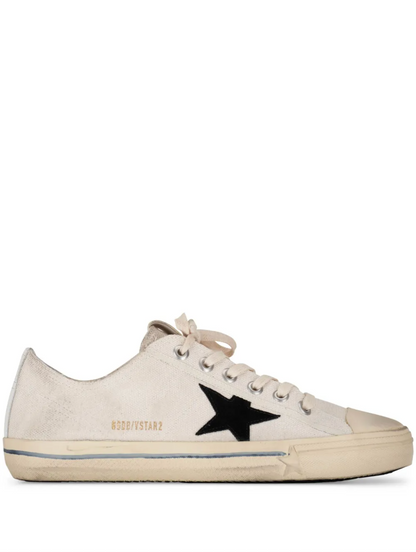 V- STAR 2 CANVAS UPPER WITH EMBROIDERY RUBBER TOE SUEDE STAR LEATHER LIST WHITE/BLACK