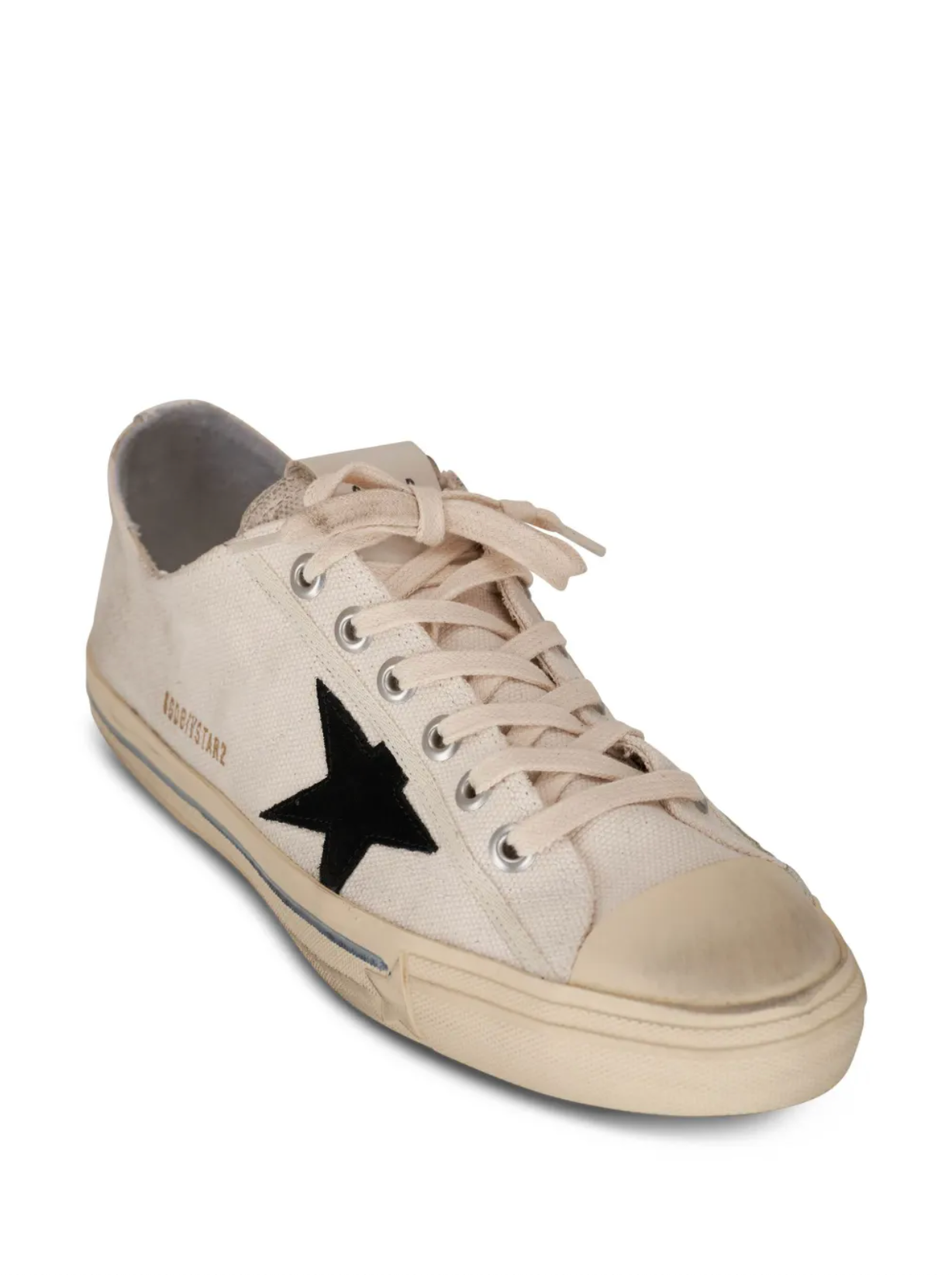 V- STAR 2 CANVAS UPPER WITH EMBROIDERY RUBBER TOE SUEDE STAR LEATHER LIST WHITE/BLACK