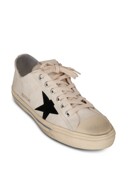 V- STAR 2 CANVAS UPPER WITH EMBROIDERY RUBBER TOE SUEDE STAR LEATHER LIST WHITE/BLACK