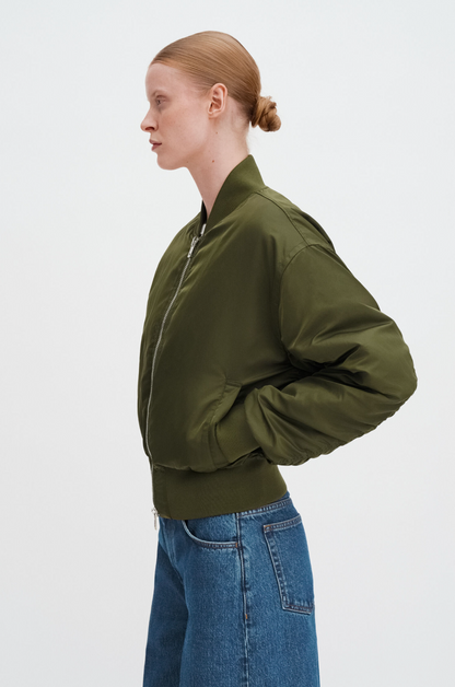 NYLON ZIP JACKET MIDNIGHT GREEN