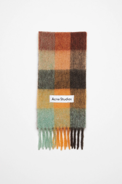 HEAVY SCARF CHESTNUT BROWN/YELLOW/GREEN