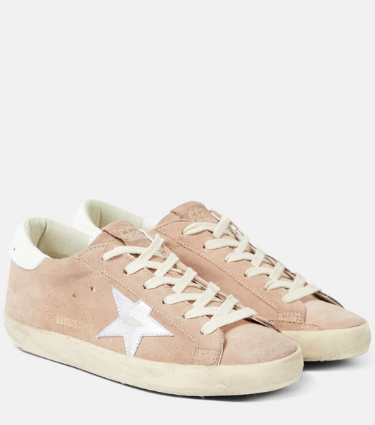 SUPER-STAR SUEDE UPPER LAMINATED LEATHER STAR POLISHED LEATHER HEEL PINK/SILVER/WHITE