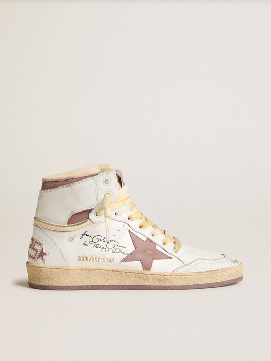 SKY STAR CRACK TOE LEATHER UPPER WITH SIGNATURE LEATHER STAR NYLON TONGUE WHITE/PINK/BEIGE