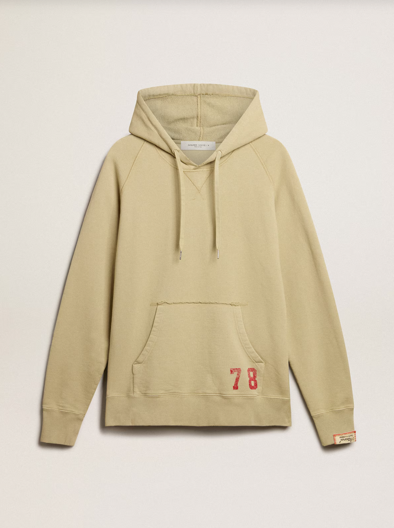 JOURNEY M'S HOODIE RAGLAN COTTON SWEATSHIRT/ DISTRESSED RIBS/WATERPRINT EUCALYPTUS/ DARK RED