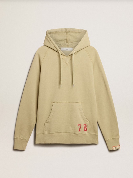 JOURNEY M'S HOODIE RAGLAN COTTON SWEATSHIRT/ DISTRESSED RIBS/WATERPRINT EUCALYPTUS/ DARK RED