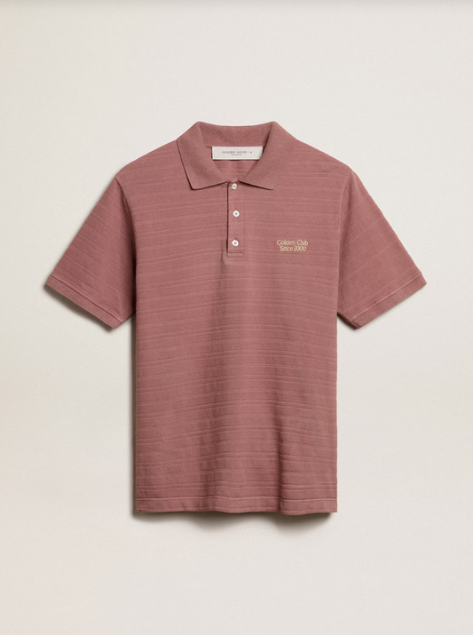 JOURNEY M'S POLO GARMENT DYED/COTTON PIQUET WITH PLACED STRIPES/KNITTED COLLAR & SLEEVES EDGES/POLY ROSE TAUPE