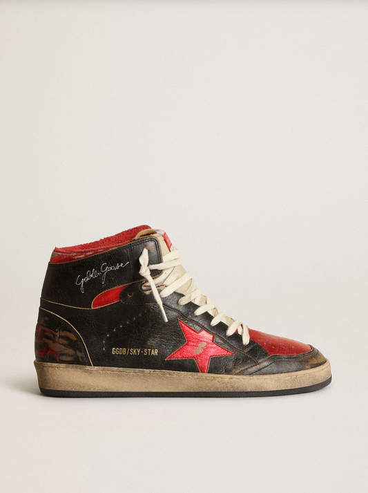 SKY STAR NAPPA UPPER WITH SERIGRAPH LEATHER STAR AND ANKLE WHITE/BLACK