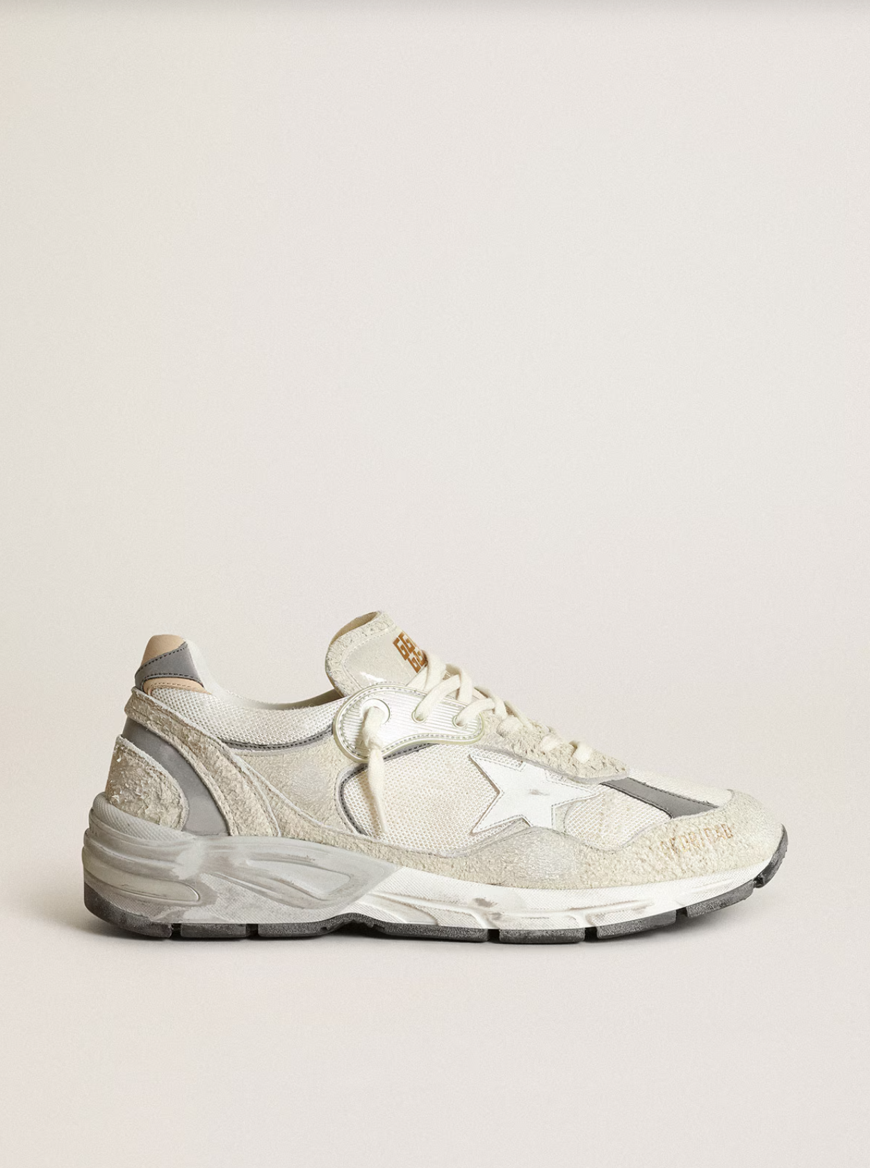 RUNNING DAD NET AND SUEDE UPPER LEATHER STAR AND HEEL SUEDE SPUR WHITE/SILVER