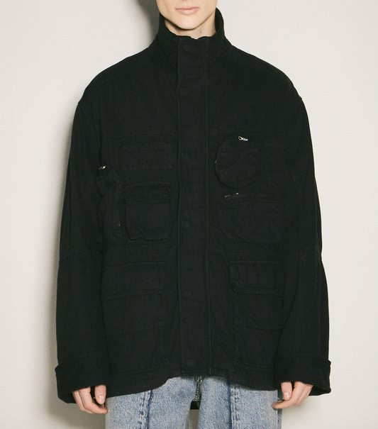 SPORTSJACKET BLACK DENIM POCKET PARKA
