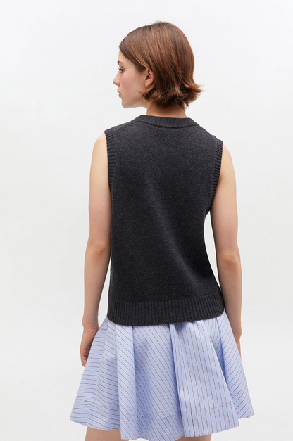 GRAPHIC WOOL MIX FLOWERS VEST PHANTOM