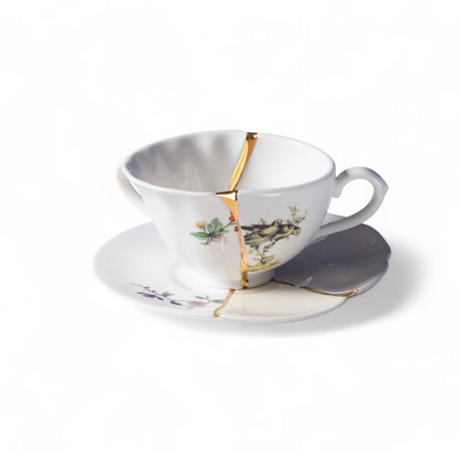 Porcelain Tea Cup with Saucer – Gold Detail