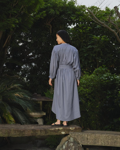 BALLOON DRESS LONG DOUBLE LAYERED ANTRACITE