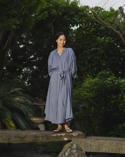 BALLOON DRESS LONG DOUBLE LAYERED ANTRACITE