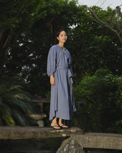 BALLOON DRESS LONG DOUBLE LAYERED ANTRACITE