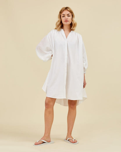 BALLOON DRESS SHORT DOUBLE LAYERED WHITE